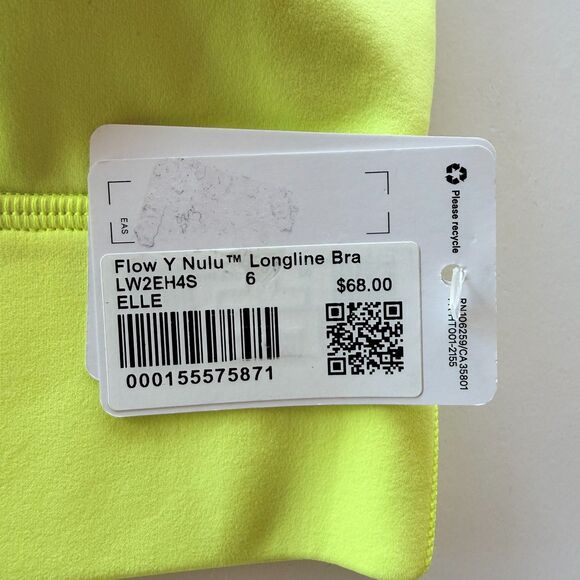 NWT Lululemon Flow Y Nulu Bra *Light Support, A–C Cups in Electric Lemon Size 6 - Picture 10 of 15